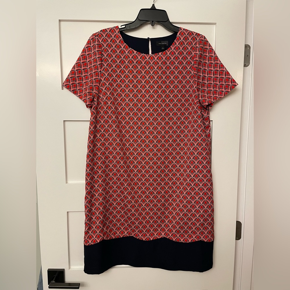 The Limited Red and Navy Shift Dress size Large